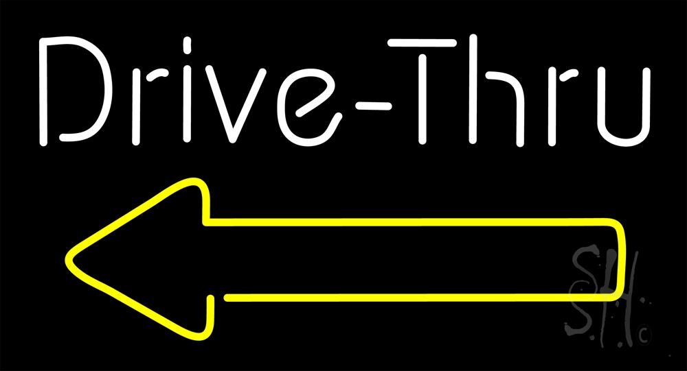 N105-1072-clear White Double Stroke with Yellow Arrow Clear Backing Neon Sign - White & Yellow - 20 in. Tall x 37 in. Wide