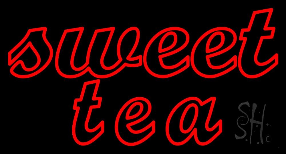 N105-1090-clear Double Stroke Cursive Sweet Tea Clear Backing Neon Sign - Red - 20 in. Tall x 37 in. Wide