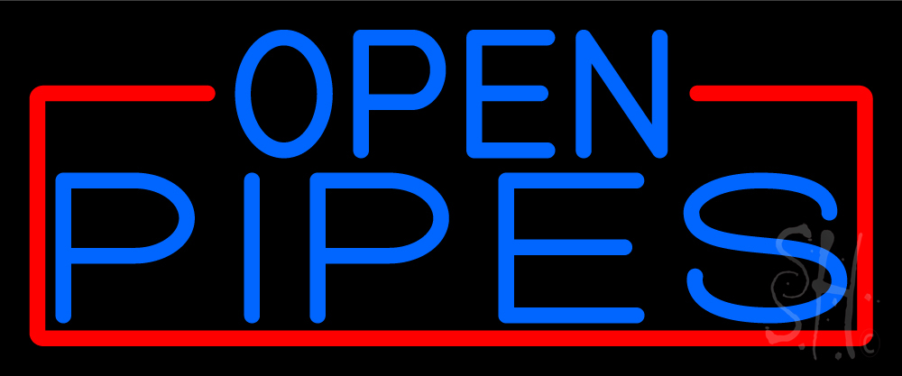 N105-16452-clear Blue Open Pipes with Red Border Clear Backing Neon Sign - Red & Blue - 10 in. Tall x 24 in. Wide