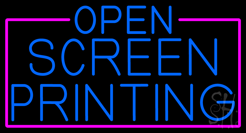 N105-16457-clear Blue Open Screen Printing with Pink Border Clear Backing Neon Sign - Blue & Pink - 20 in. Tall x 37 in. Wide