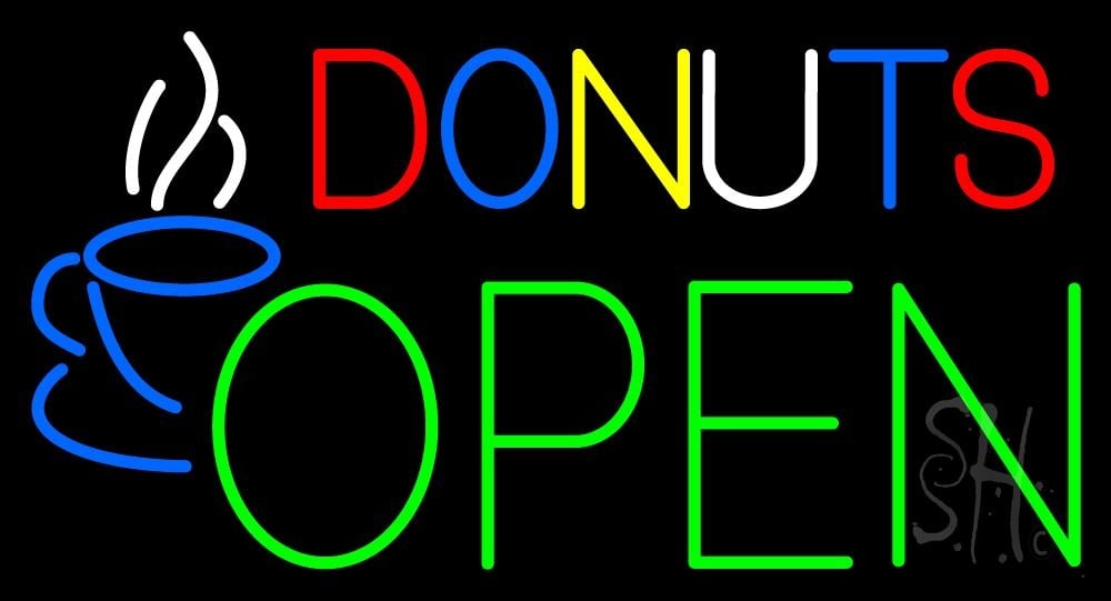 N105-1023-clear Donuts Open Clear Backing Neon Sign - Multi Color - 20 in. Tall x 37 in. Wide