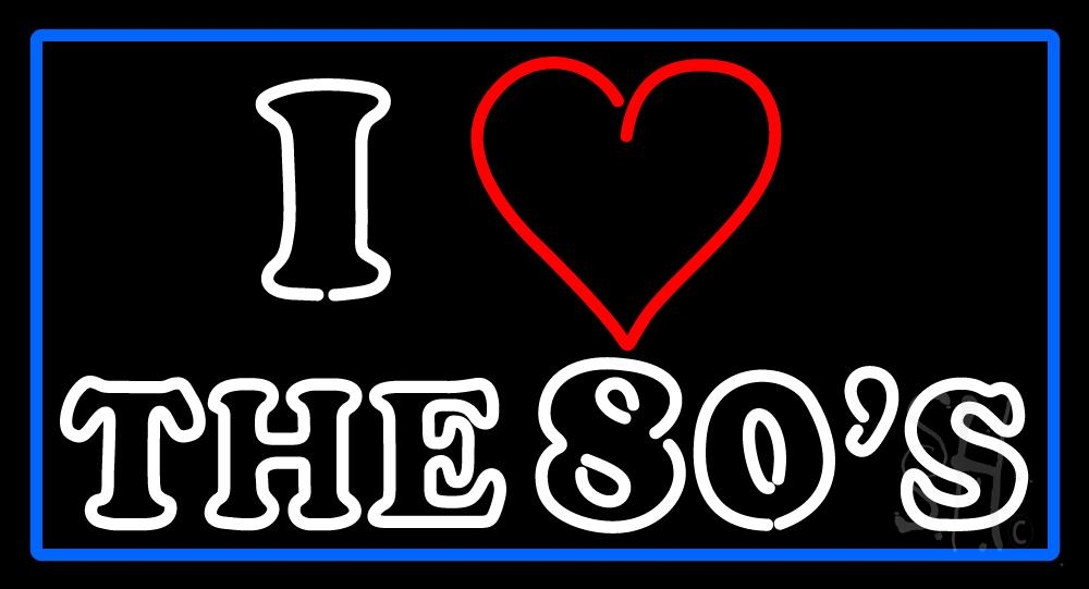 Blue Border White Double Stroke Love 80s Clear Backing Neon Sign - Red, White & Blue - 20 in. Tall x 37 in. Wide