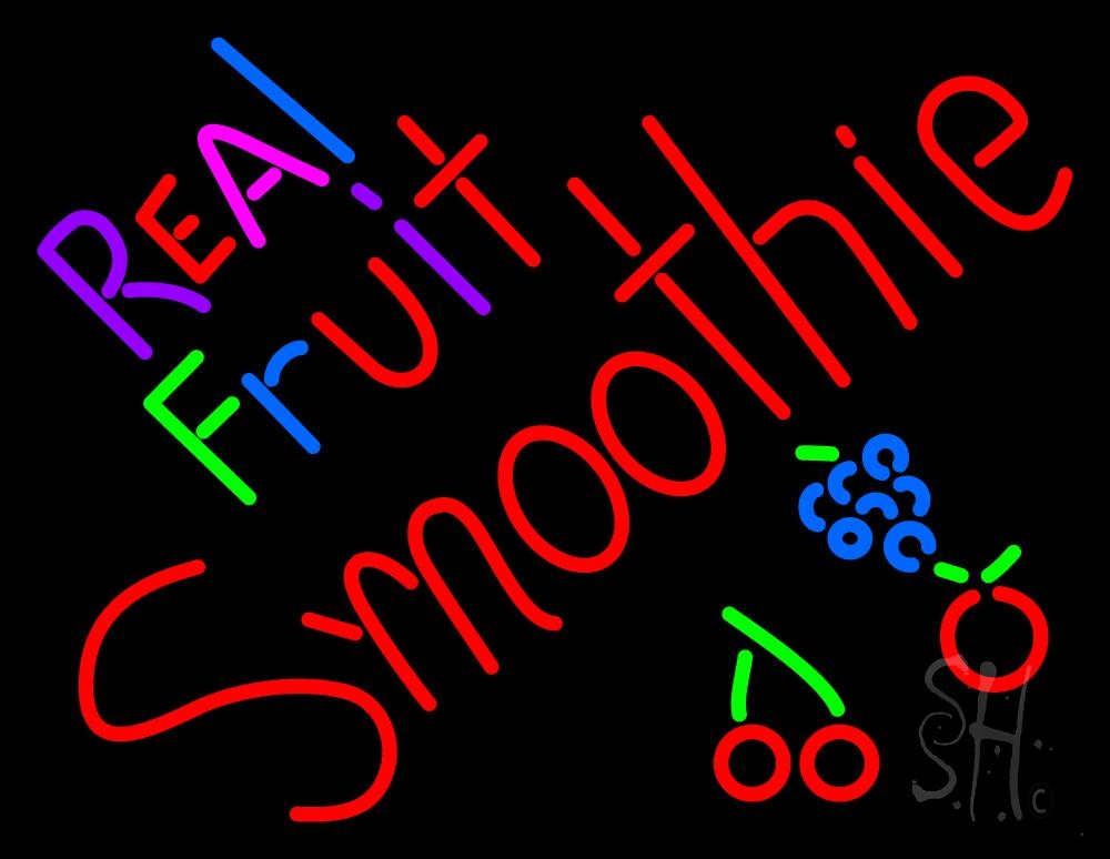 N105-1218-clear Real Fruit Smoothies Clear Backing Neon Sign - Multi Color - 24 in. Tall x 31 in. Wide