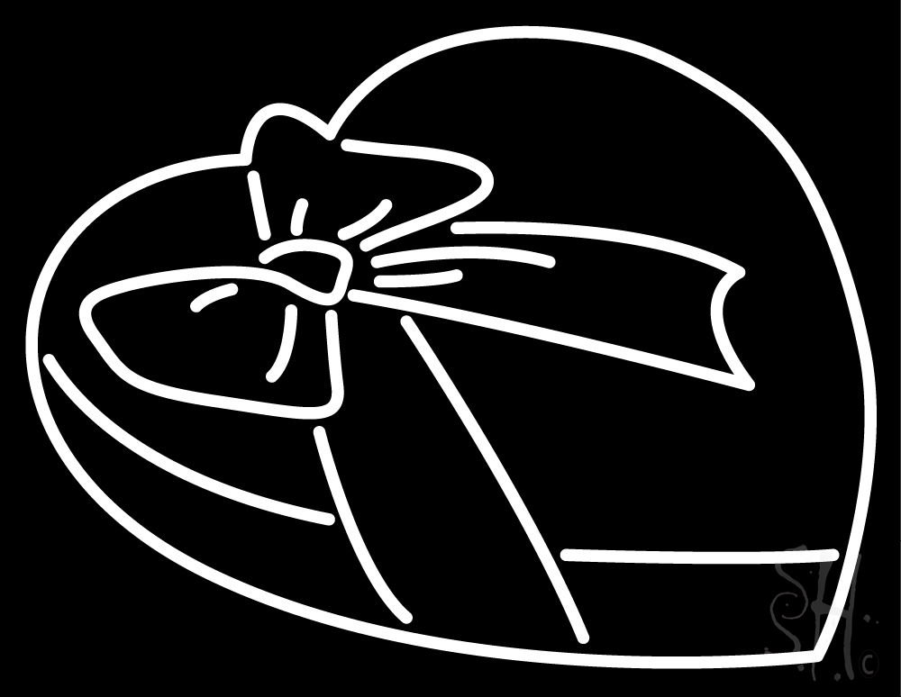 N105-20471-clear Heart Shaped Candy Box Clear Backing Neon Sign - White - 24 in. Tall x 31 in. Wide