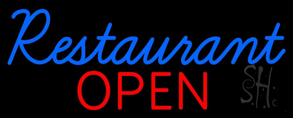 N105-2083-clear Restaurant Open Clear Backing Neon Sign - Blue & Red - 13 in. Tall x 32 in. Wide