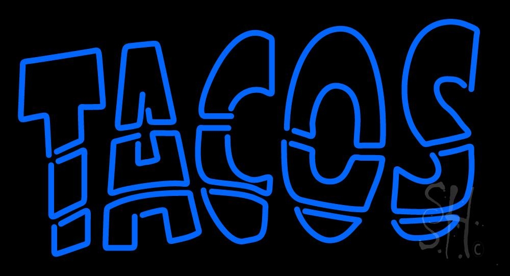 N105-2098-clear Double Stroke Blue Tacos Clear Backing Neon Sign - Blue - 20 in. Tall x 37 in. Wide