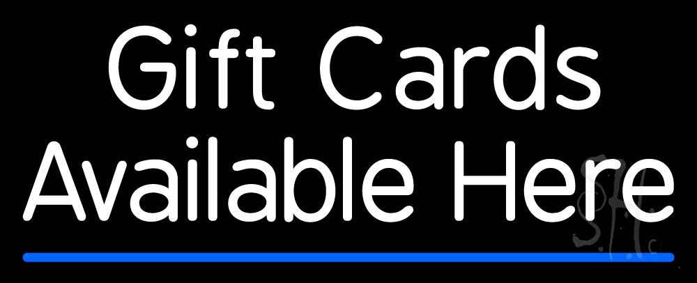 N105-6564-clear Gift Cards Available Here Blue Line Clear Backing Neon Sign - White & Blue - 13 in. Tall x 32 in. Wide