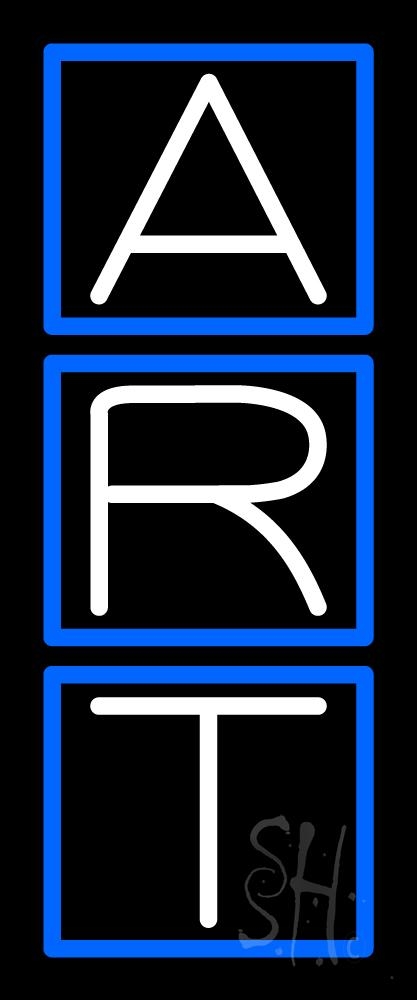 N105-6736-clear Vertical White Art Clear Backing Neon Sign - Blue & White - 24 in. Tall x 10 in. Wide