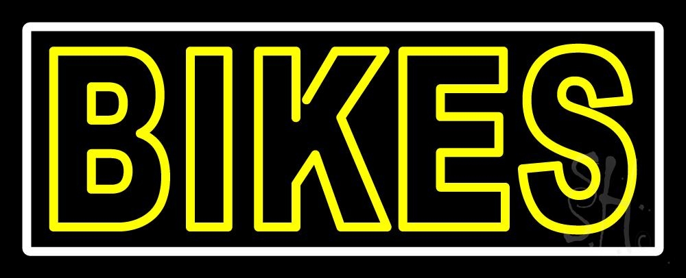 N105-6762-clear Yellow Double Stroke Bikes Clear Backing Neon Sign - Yellow & White - 13 in. Tall x 32 in. Wide
