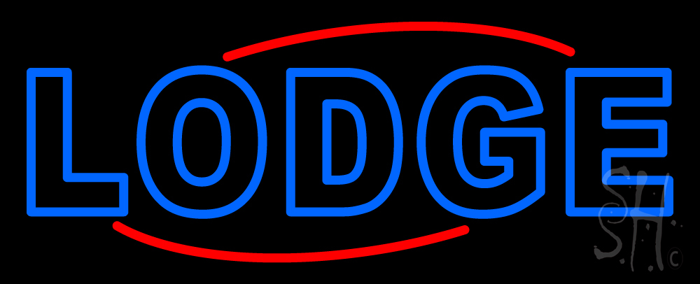 N105-15388-clear Double Stroke Lodge Clear Backing Neon Sign - Red & Blue - 13 in. Tall x 32 in. Wide