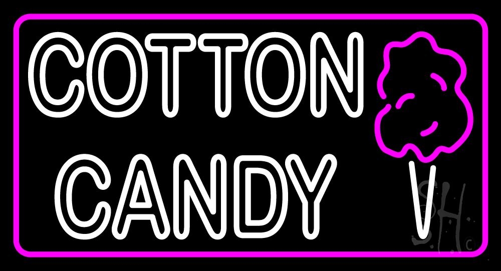 N105-1188-clear Double Stroke Cotton Candy with Logo Clear Backing Neon Sign - Pink & White - 20 in. Tall x 37 in. Wide