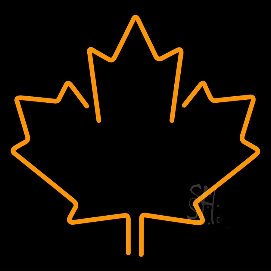 Maple Leaf Clear Backing Neon Sign - Orange - 24 in. Tall x 24 in. Wide