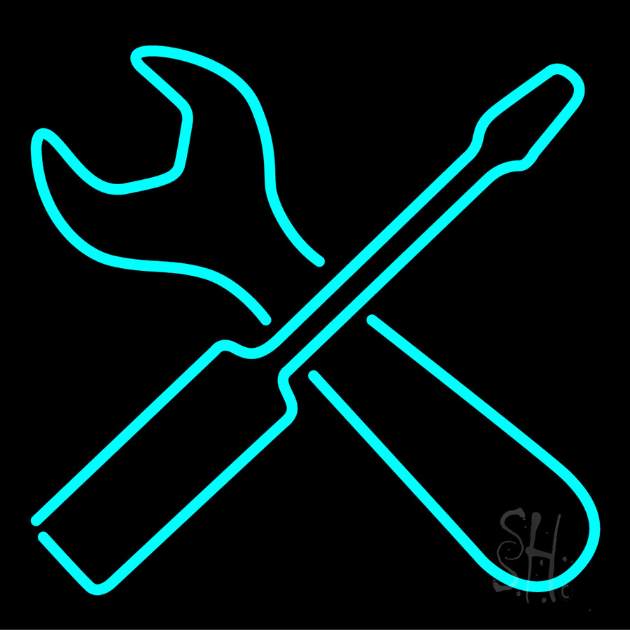 Tools Clear Backing Neon Sign - Turquoise - 24 in. Tall x 24 in. Wide