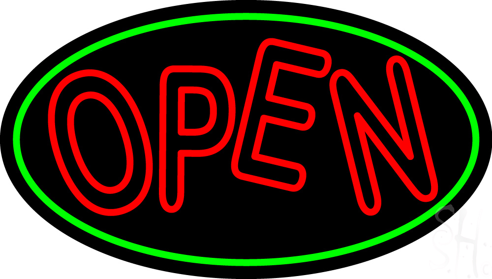 N500-2563-clear Red Double Stroke Open Oval Clear Backing Neon Sign - Red & Green - 17 in. Tall x 30 in. Wide