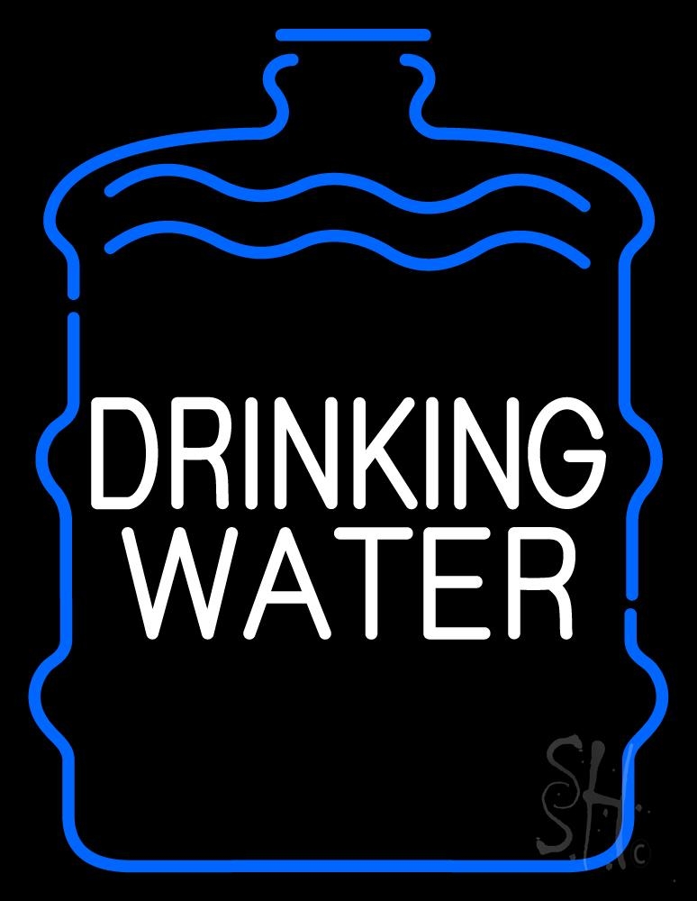 N105-1407-clear Drinking Water Clear Backing Neon Sign - Blue & White - 31 in. Tall x 24 in. Wide
