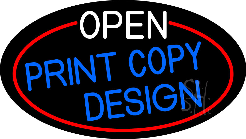 N105-16752-clear Open Print Copy Design Oval with Red Border Clear Backing Neon Sign - Red, White & Blue - 17 in. Tall x 30 in. Wide
