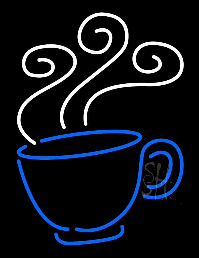 Cup Clear Backing Neon Sign - White & Blue - 31 in. Tall x 24 in. Wide