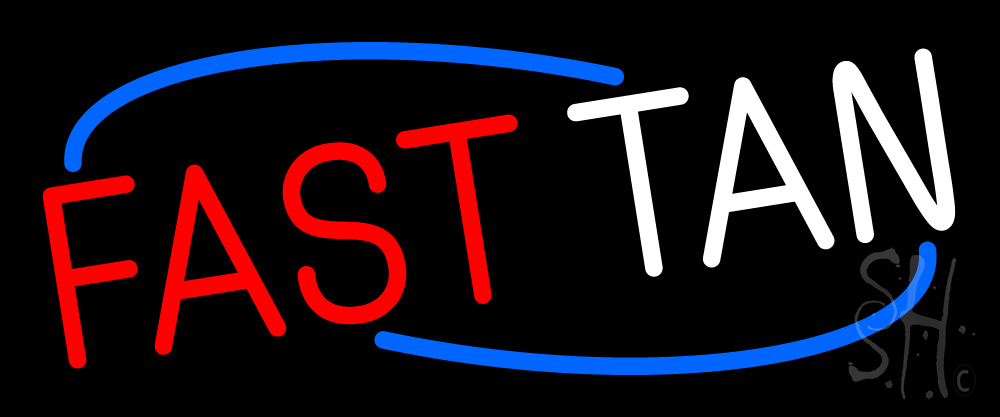 N105-15440-clear Fast Tan Clear Backing Neon Sign - Red, Blue & White - 10 in. Tall x 24 in. Wide