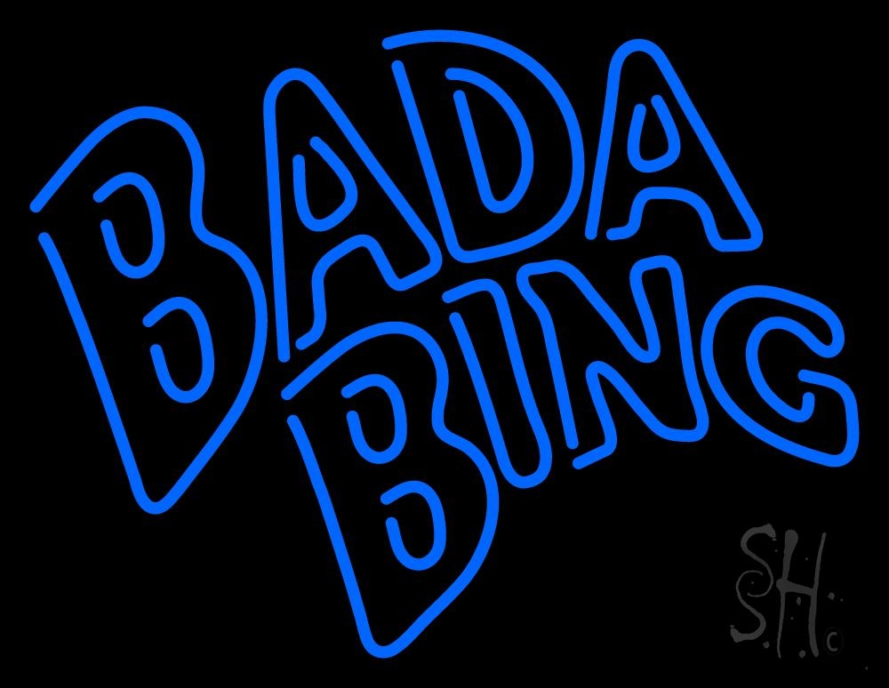 N105-1545-clear Double Stroke Blue Bada Bing Clear Backing Neon Sign - Blue - 24 in. Tall x 31 in. Wide