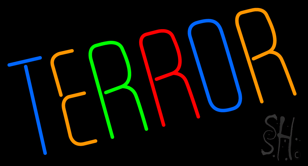 N105-18792-clear Multicolor Terror Clear Backing Neon Sign - Multi Color - 20 in. Tall x 37 in. Wide