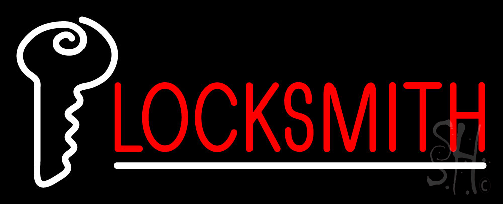 N105-2777-clear Locksmith Key Logo with Number 3 Clear Backing Neon Sign - Red, & White - 13 in. Tall x 32 in. Wide