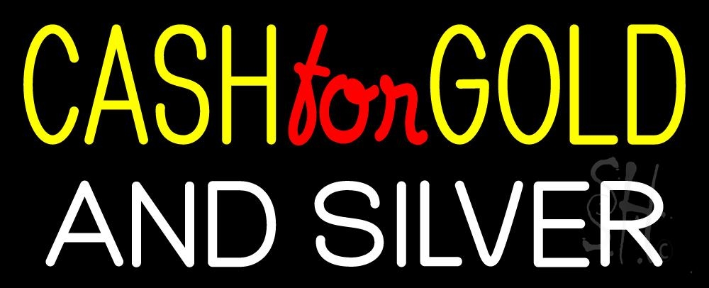 N105-2804-clear Cash For Gold & Silver 1 Clear Backing Neon Sign - Red, Yellow & White - 13 in. Tall x 32 in. Wide