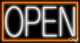 N100-06408-clear Orange Border with White Open Clear Backing Neon Sign - Orange & White - 20 in. Tall x 37 in. Wide