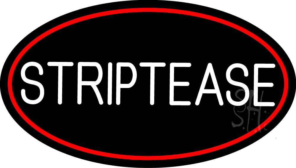 N105-16132-clear Striptease with Red Border Clear Backing Neon Sign - Red & White - 17 in. Tall x 30 in. Wide