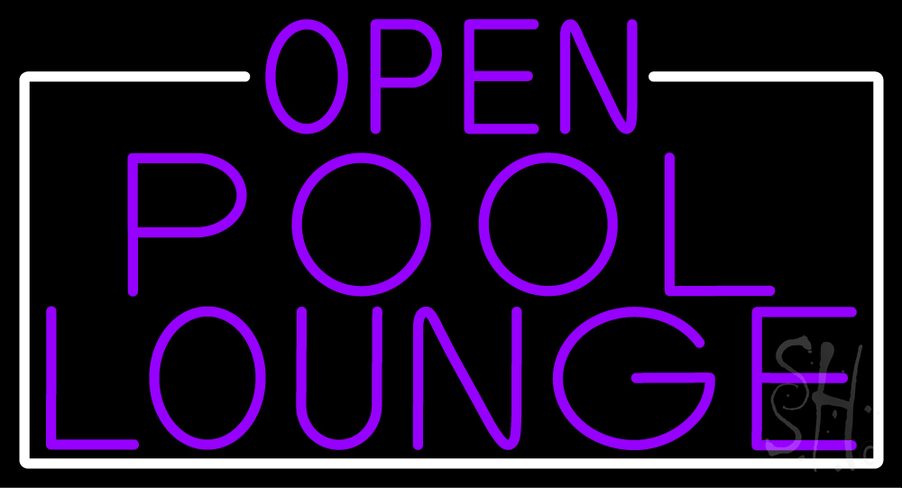 N105-16868-clear Purple Pool Lounge with White Border Clear Backing Neon Sign - Purple & White - 20 in. Tall x 37 in. Wide