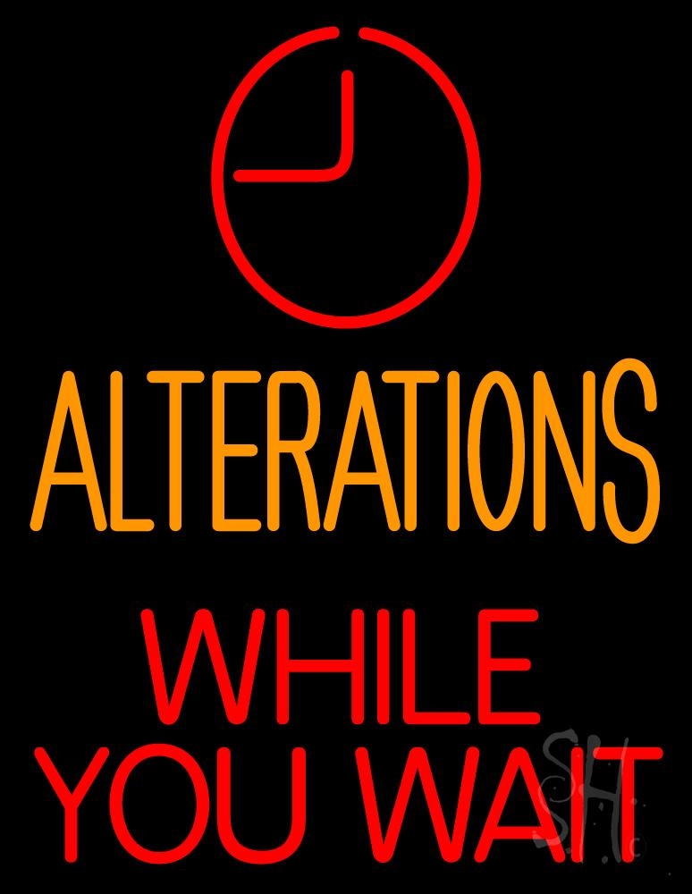 N105-1591-clear Alteration While You Wait Clear Backing Neon Sign - Red & Orange - 24 in. Tall x 31 in. Wide