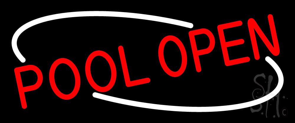 N105-16005-clear Red Pool Open Clear Backing Neon Sign - Red & White - 10 in. Tall x 24 in. Wide