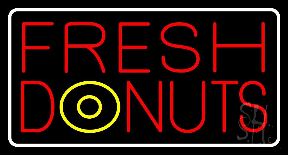 N105-1044-clear Fresh Donuts Clear Backing Neon Sign - Red, White & Yellow - 20 in. Tall x 37 in. Wide