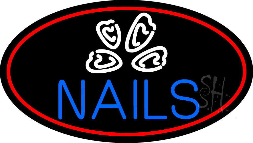 N105-15072-clear Blue Nails Logo Clear Backing Neon Sign - Red, White & Blue - 17 in. Tall x 30 in. Wide