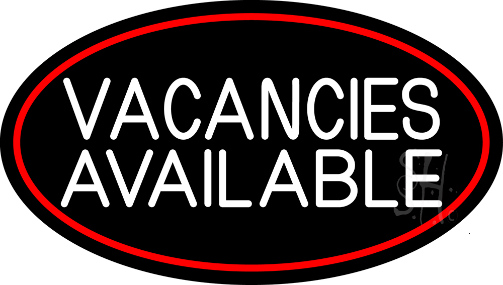 N105-16265-clear Vacancies Available with Border Clear Backing Neon Sign - White & Red - 17 in. Tall x 30 in. Wide