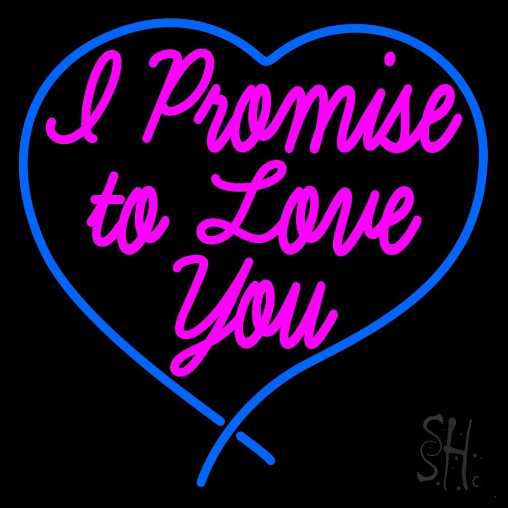 N105-1786-clear I Promise To Love You Clear Backing Neon Sign - Pink & Blue - 24 in. Tall x 24 in. Wide