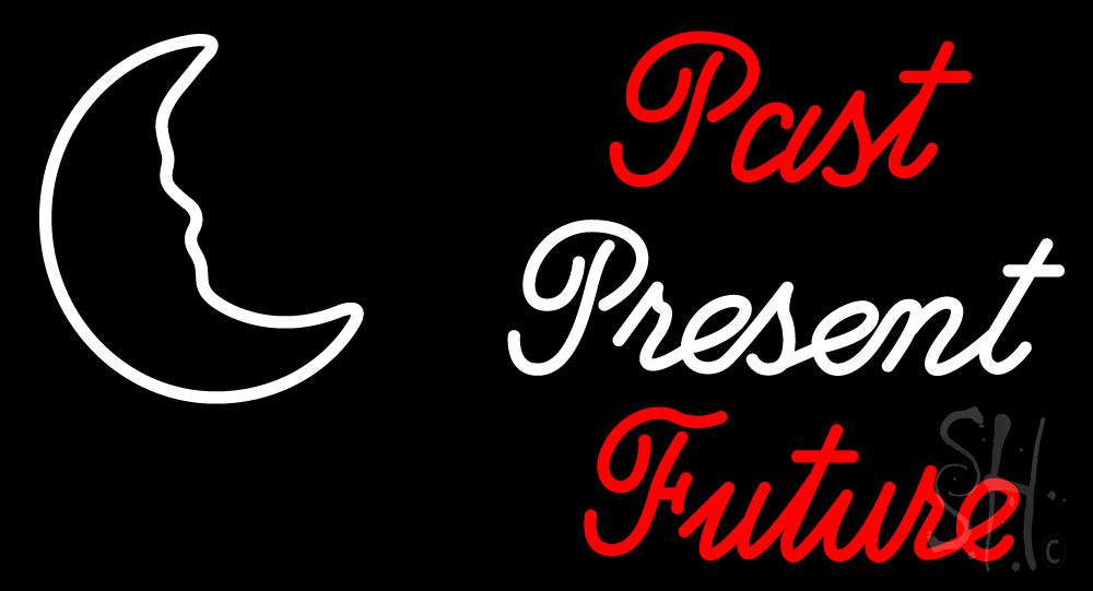 N105-18020-clear Past Present Future Clear Backing Neon Sign - Red & White - 20 in. Tall x 37 in. Wide