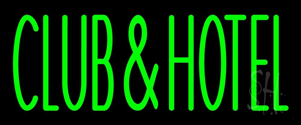 N105-3053-clear Club & Hotel Bar 1 Clear Backing Neon Sign - Green - 10 in. Tall x 24 in. Wide