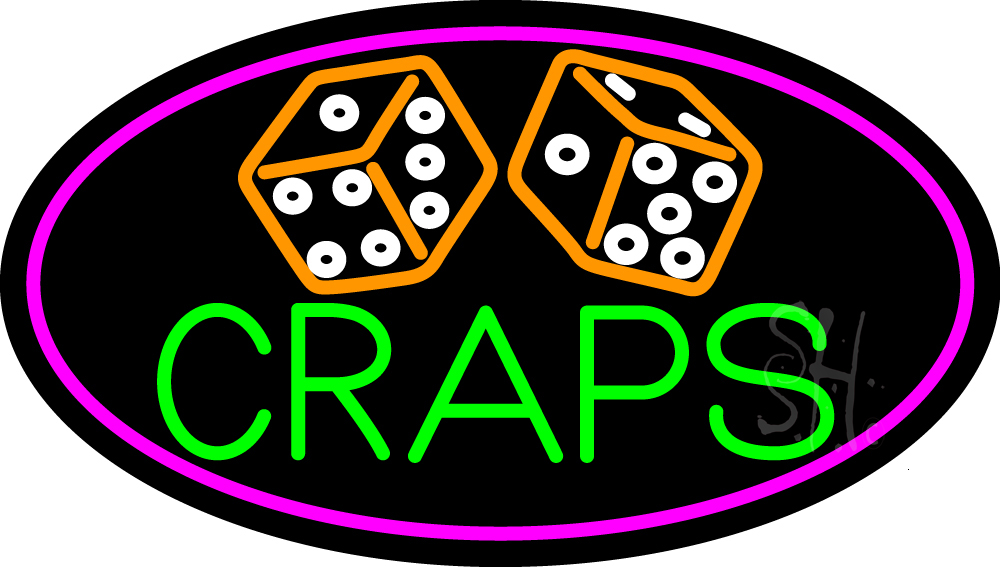 N105-14310-clear Double Stroke Craps 2 Clear Backing Neon Sign - Orange, Pink, White & Green - 17 in. Tall x 30 in. Wide