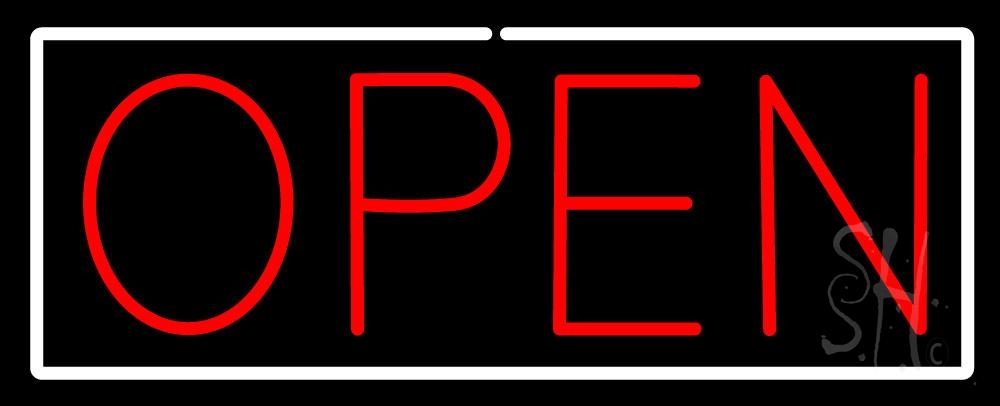N100-0252-W-clear Open Clear Backing Neon Sign - Red & White - 13 in. Tall x 32 in. Wide