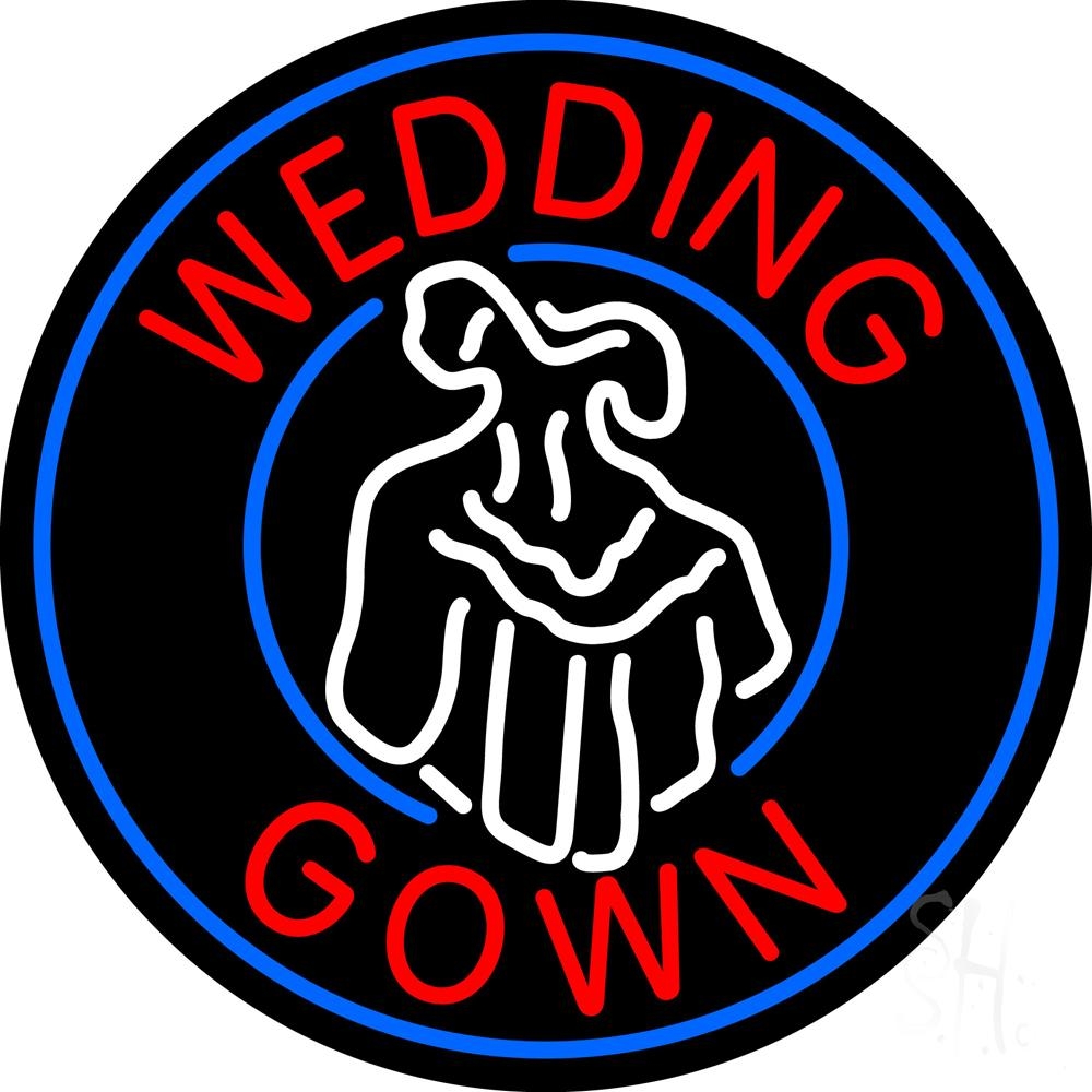 N105-5196-clear Circle Wedding Gown Logo Clear Backing Neon Sign - Blue, Red & White - 26 in. Tall x 26 in. Wide