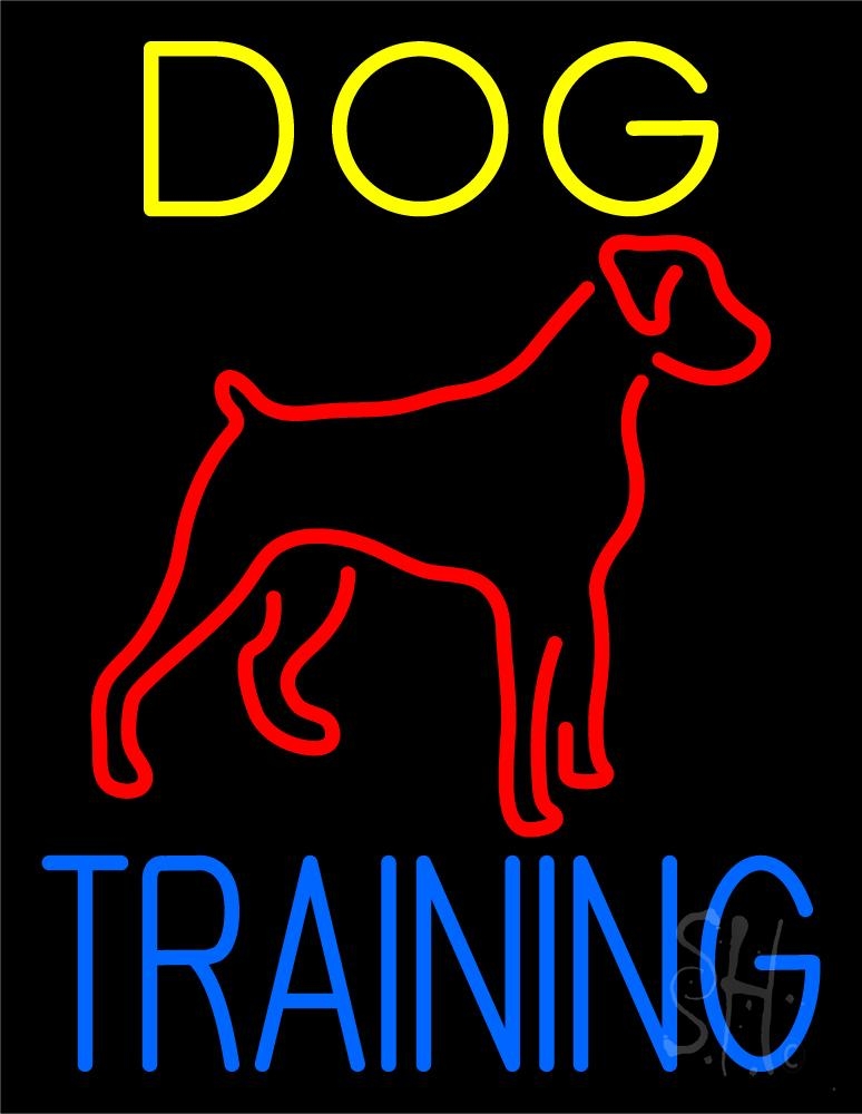 N105-5263-clear Dog Training Green Border Clear Backing Neon Sign - Red, Yellow & Blue - 31 in. Tall x 24 in. Wide