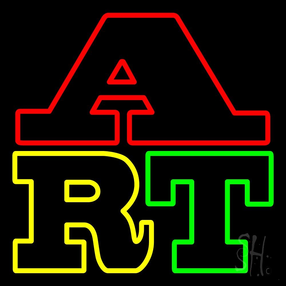 N105-6610-clear Multicolored Double Stroke Art 2 Clear Backing Neon Sign - Red, Yellow & Green - 24 in. Tall x 24 in. Wide