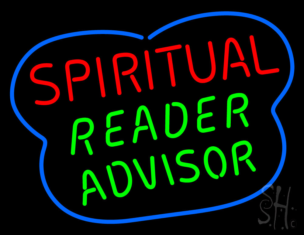 N105-20317-clear Spiritual Reader Advisor Clear Backing Neon Sign - Red, Blue & Green - 24 in. Tall x 31 in. Wide
