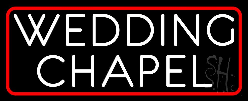 N105-5464-clear Red Border Wedding Chapel Clear Backing Neon Sign - Red & White - 13 in. Tall x 32 in. Wide