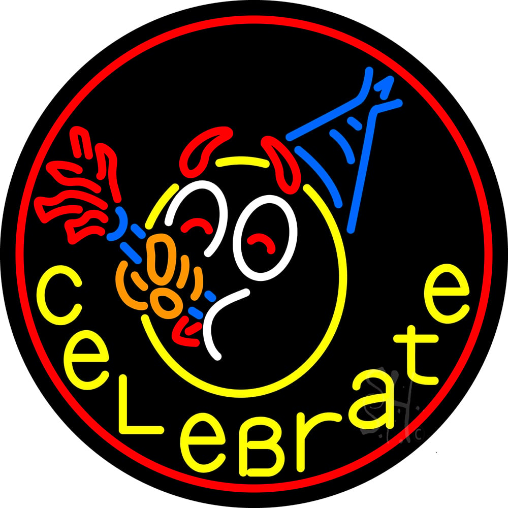 N105-14367-clear Fire Work Celebrate 4 Clear Backing Neon Sign - Multi Color - 26 in. Tall x 26 in. Wide