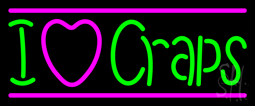 N105-14447-clear I Love Craps 3 Clear Backing Neon Sign - Pink & Green - 10 in. Tall x 24 in. Wide