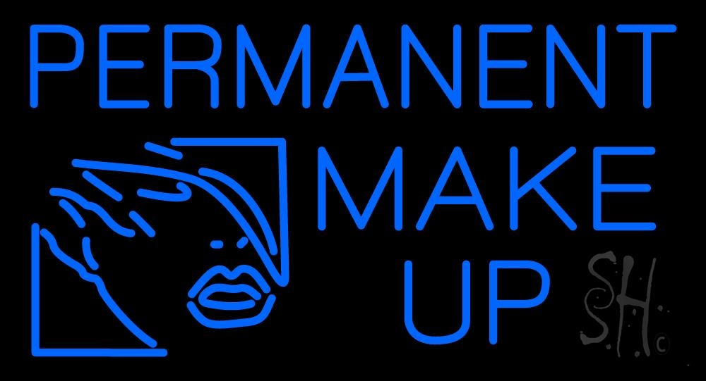 N105-1856-clear Blue Permanent Make Up Clear Backing Neon Sign - 20 in. Tall x 37 in. Wide