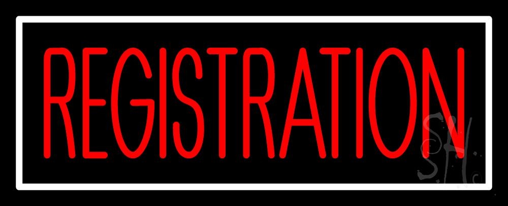N105-6080-clear Red Registration White Border Clear Backing Neon Sign - Red & White - 13 in. Tall x 32 in. Wide