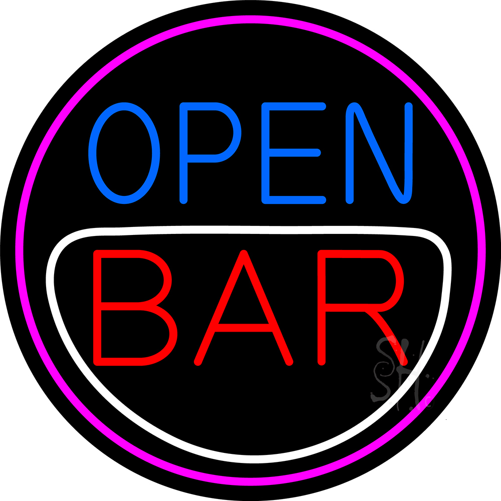 N105-16060-clear Round Bar Open Clear Backing Neon Sign - Red, Blue, White & Pink - 26 in. Tall x 26 in. Wide