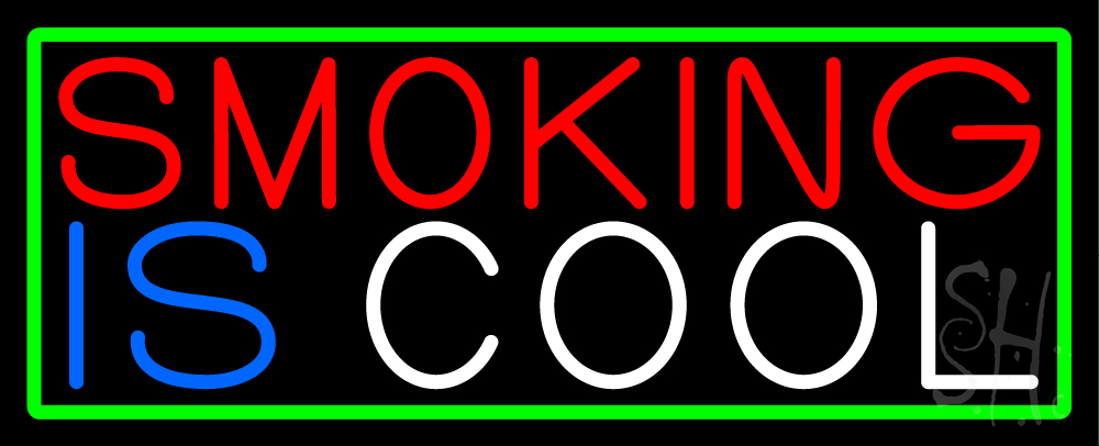 N105-16120-clear Smoking Is Cool with Green Border Clear Backing Neon Sign - Green, Red, Blue & White - 13 in. Tall x 32 in. Wide